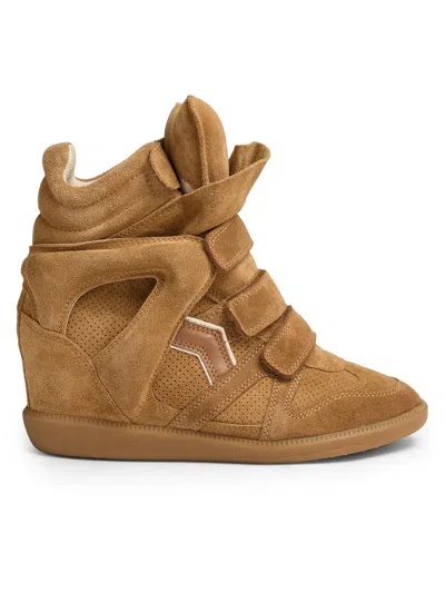 Isabel Marant Women's Bekett High-tope Suede Wedge Sneakers In Brown