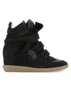 Isabel Marant Leather-trimmed Suede High-top Wedge Sneakers In Black