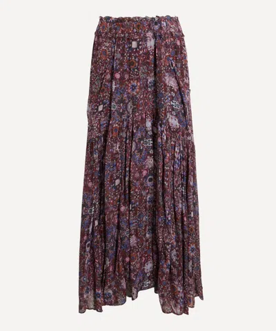 Isabel Marant Women's Besma Long Printed Georgette Skirt In Purple