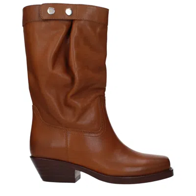 ISABEL MARANT ISABEL MARANT WOMEN'S BIKER BOOTS BROWN LEATHER