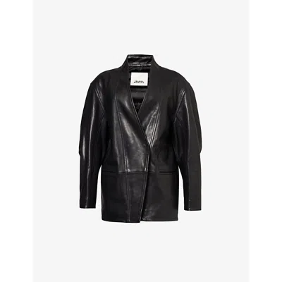 Isabel Marant Womens Black Ikena V-neck Leather Jacket