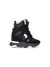 Isabel Marant Women Black Leather Balskee Wedge Sneakers In Multi
