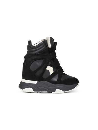 Isabel Marant Women Black Leather Balskee Wedge Sneakers In Multi