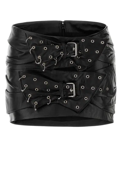 Isabel Marant Women Black Leather Chani Mini Skirt In Multi