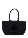 Isabel Marant Women Black Shopper Bag With Logo Embroidery On The Front And Double Handles In Cotton In Blue