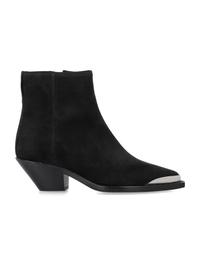 Isabel Marant Women's Black Suede Boots With Block Heel