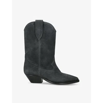 Isabel Marant Duerto Pointed-toe Suede Heeled Cowboy Boots In Black