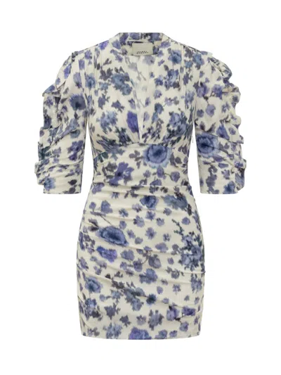 Isabel Marant Blue Floral V Neck Mini Dress