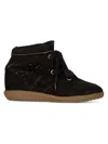 Isabel Marant Bobby Suede Calfskin Leather Wedge Sneakers In Black