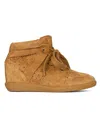 Isabel Marant Bobby Perforated Suede Wedge Sneakers In Brown