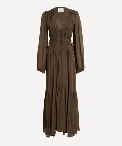 Isabel Marant Women's Brianne Khaki Georgette Maxi Dress In Brown