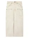 Isabel Marant Britt Denim Midi Skirt In Nude & Neutrals