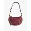 Isabel Marant Womens Burgundy Oskan Moon Leather Shoulder Bag