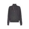 Isabel Marant Calsia High-neck Stud-detail Sweater In Gray