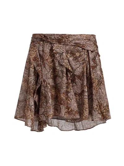 Isabel Marant Women's Camia Animal-print Cotton Miniskirt In Brown