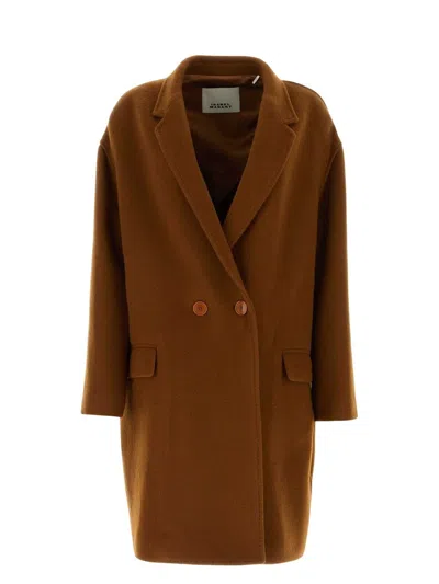 ISABEL MARANT WOMEN'S CARAMEL WOOL BLEND EFEGOZI COAT