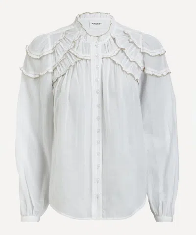 Isabel Marant Women's Christa Gathered Cotton Blouse In White