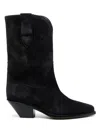 Isabel Marant Ankle Boots In Luxurious Calf Velvet Leather With Sleek Design And Quality Finish In Black