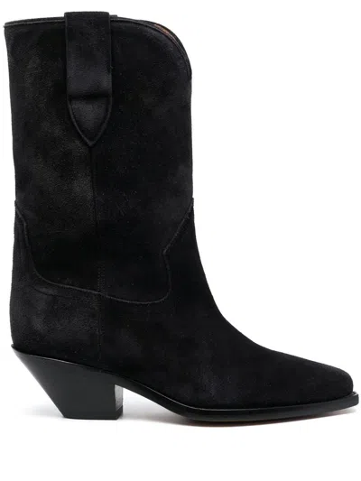 Isabel Marant Women Dahope Suede Leather Boots In Faded Black