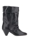Isabel Marant Dalby Black Ankle Boots With Cone Heel And Gathered Details In Leather Woman In Black