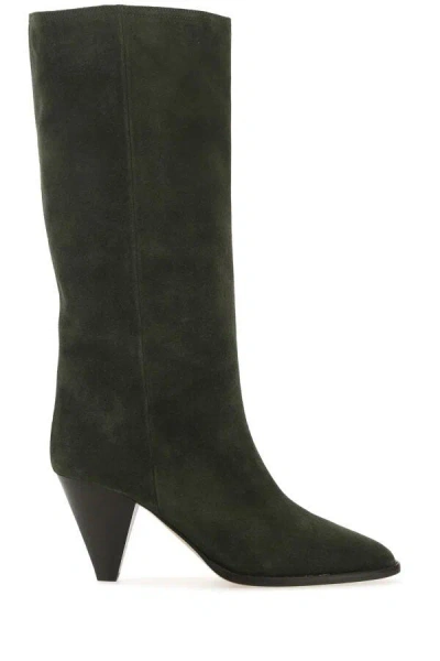 Isabel Marant Riria Suede Knee-high Boots In Black