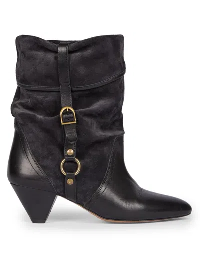 Isabel Marant Women's Darner 10mm Suede & Leather Boots In Black
