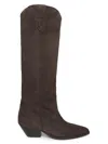 Isabel Marant Denver Leather Knee High Western Boots In Brown