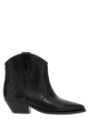 Isabel Marant Women 'dewina' Black Slip-on Ankle Boots With Low Block Heel In Leather Woman In Black