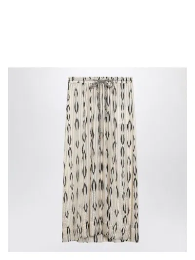 ISABEL MARANT WOMEN'S ECRU/BLACK SILK SAMILA SKIRT | SIZE 38 | 25PJU0332FAC1J16I