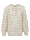 Isabel Marant Wool Jumper With Balloon Sleeves And Crew Neck In Beige