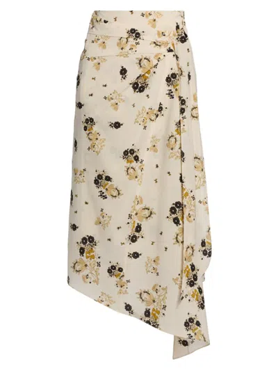 Isabel Marant Women's Faniry Floral Silk Midi-skirt In Neutral