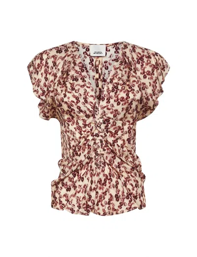 Isabel Marant Women Floral Print Jacquard Lonea Top In Brown