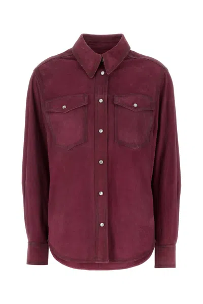 Isabel Marant Women Fuchsia Suede Danisia Shirt In Raspberry