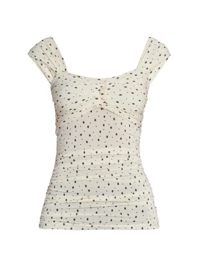 Isabel Marant Women's Gemina Printed Ruched Cap-sleeve Top In Neutral