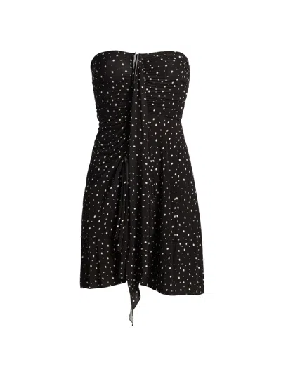 Isabel Marant Women's Gemma Polka-dot Draped Strapless Minidress In Black