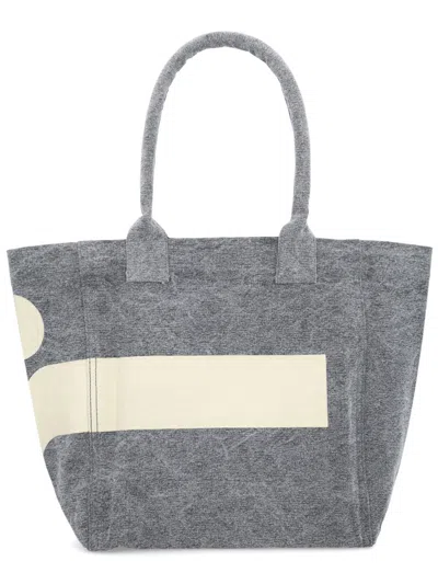 Isabel Marant Cotton Canvas Small Yenky Tote Bag In Gray