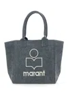 Isabel Marant Women Grey Shopper Bag With Logo Embroidery On The Front And Double Handles In Cotton  In Black