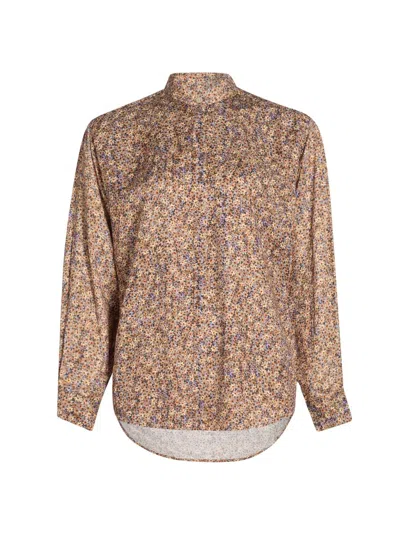 Isabel Marant Women's Harlow Floral Silk-blend Shirt In Brown
