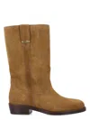 Isabel Marant Almond Toe Suede Block Heel Boots In Sepia