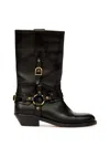 Isabel Marant Knee-high Leather Boots With Buckle Detail In Black