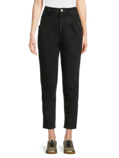Isabel Marant Women's High-rise Straight-leg Cotton Pants In Black