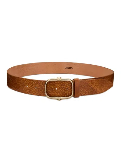 Isabel Marant Women's Holis Pebbled Leather Belt In Brown