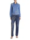Isabel Marant Imane Embroidered Denim Jumpsuit In Blue