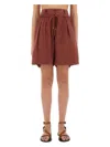 Isabel Marant 'ingrid' Knee-length Pleated Shorts Pockets In Brown