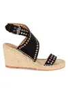 Isabel Marant Iriane Wedge Sandals Braided Raffia In Black