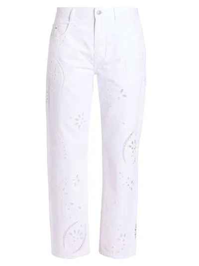 Isabel Marant Women's Irina Eyelet Straight-leg Jeans In White
