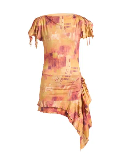 Isabel Marant Women's Janick Printed Asymmetric Minidress In Brown