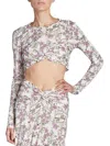 Isabel Marant Jinea Cropped Twisted Printed Jersey Top In White