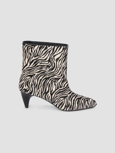 Isabel Marant Jiry Zebra-print Pony Hair Ankle Boots In White
