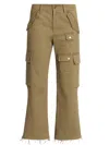 Isabel Marant Josine Cotton Twill Flare Crop Cargo Pants In Brown